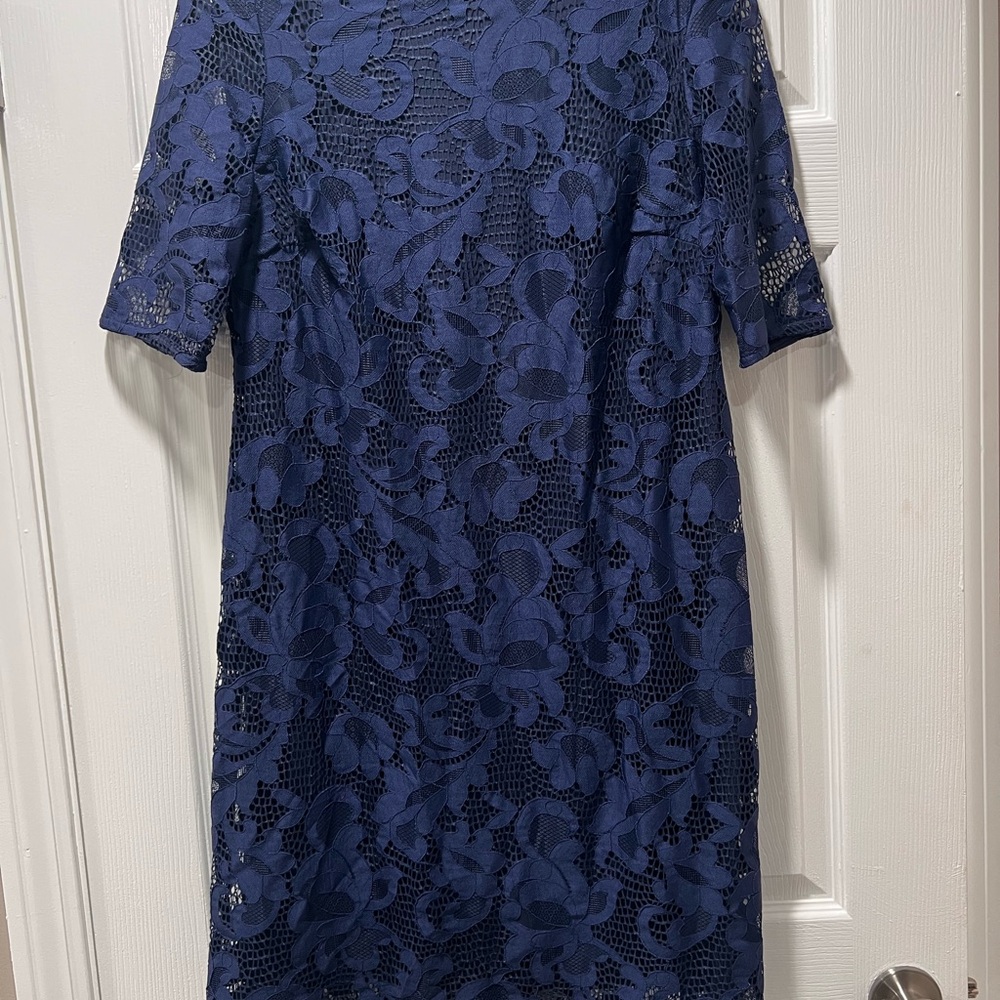 Elegant Navy Lace Dress